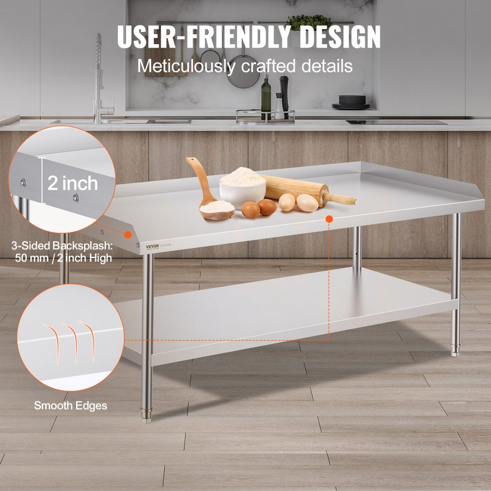 SKT1520*760T - 30x60 Inch Durable Stainless Steel Work Table for Busy Kitchens