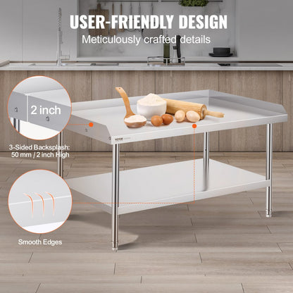 SKT1220*760T - 30"x48" VEVOR Stainless Steel Prep Table with Adjustable Height