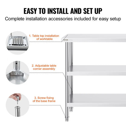 SCGZT1220*355T - 48"x34" Stainless Steel Work Table for Kitchens
