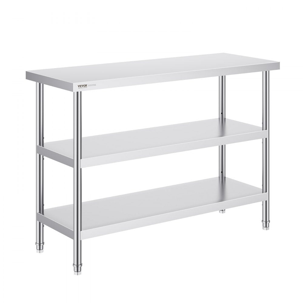 SCGZT1220*455T - 48"x18" VEVOR Stainless Steel Food Prep Table with Adjustable Undershelf