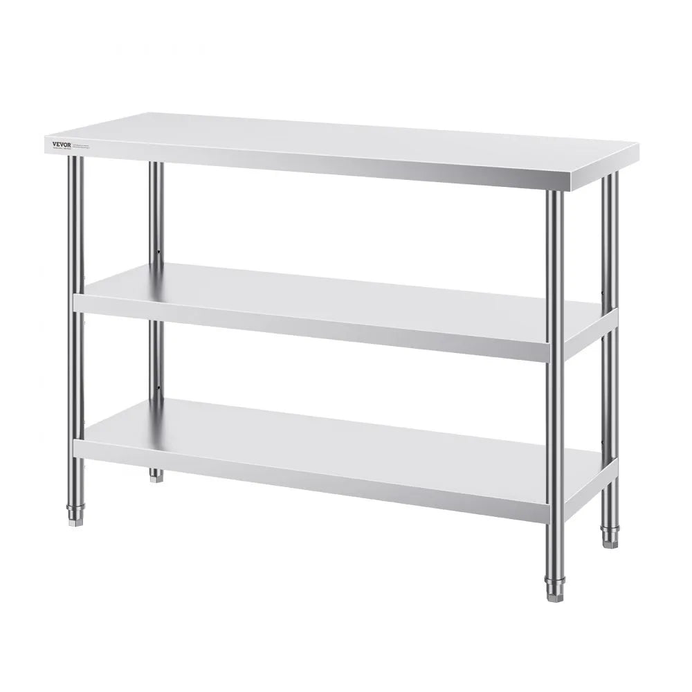 SCGZT1220*455T - 48"x18" VEVOR Stainless Steel Food Prep Table with Adjustable Undershelf