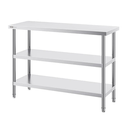SCGZT1220*455T - 48"x18" VEVOR Stainless Steel Food Prep Table with Adjustable Undershelf