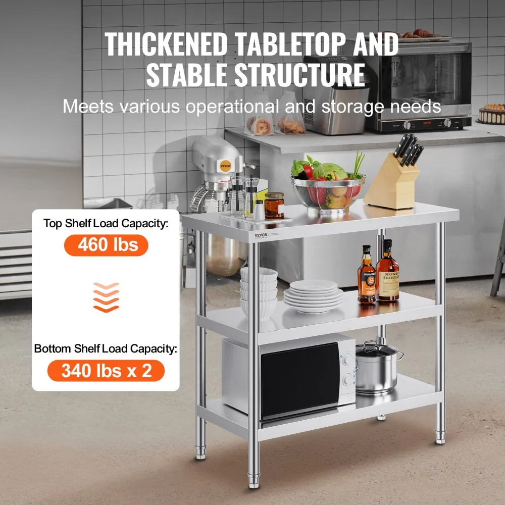 SCGZT910*455T - 34in Stainless Steel Prep Table for Kitchens & BBQs