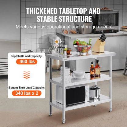 SCGZT910*455T - 34in Stainless Steel Prep Table for Kitchens & BBQs