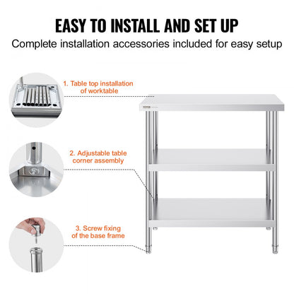 SCGZT910*455T - 34in Stainless Steel Prep Table for Kitchens & BBQs