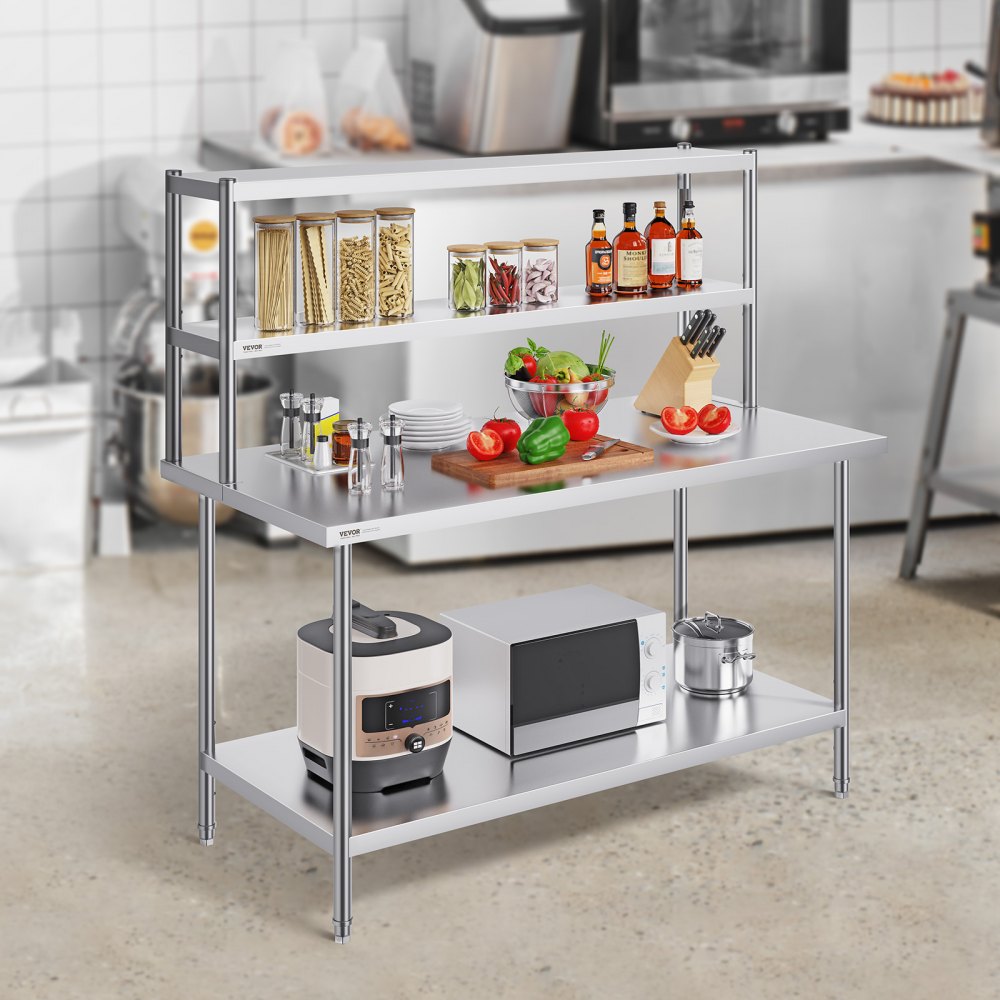 LJ1520*300 - 12x60 Inch Adjustable Height Stainless Steel Double Tier Overshelf