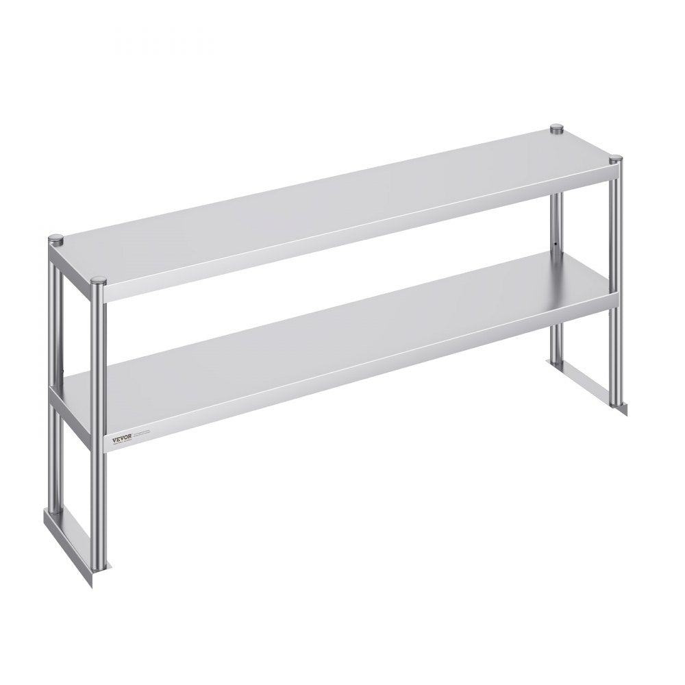 LJ1520*300 - 12x60 Inch Adjustable Height Stainless Steel Double Tier Overshelf