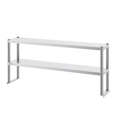 LJ1520*300 - 12x60 Inch Adjustable Height Stainless Steel Double Tier Overshelf