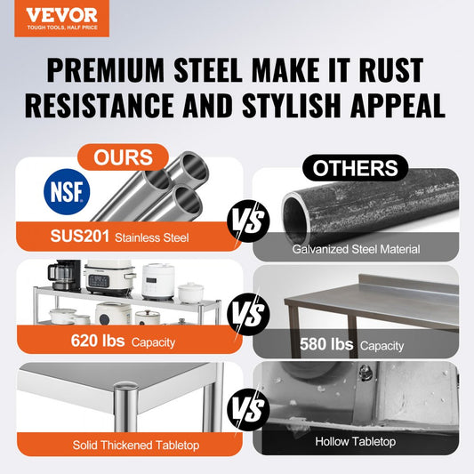 LJ1220*300 - Adjustable Double-Tier Stainless Steel Shelf for Kitchen & Workshop