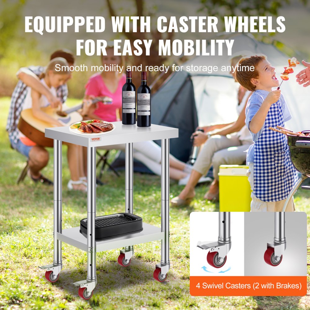 GZT61*45*85 - 24x18 Stainless Steel Work Table with Mobility & Height Adjustment