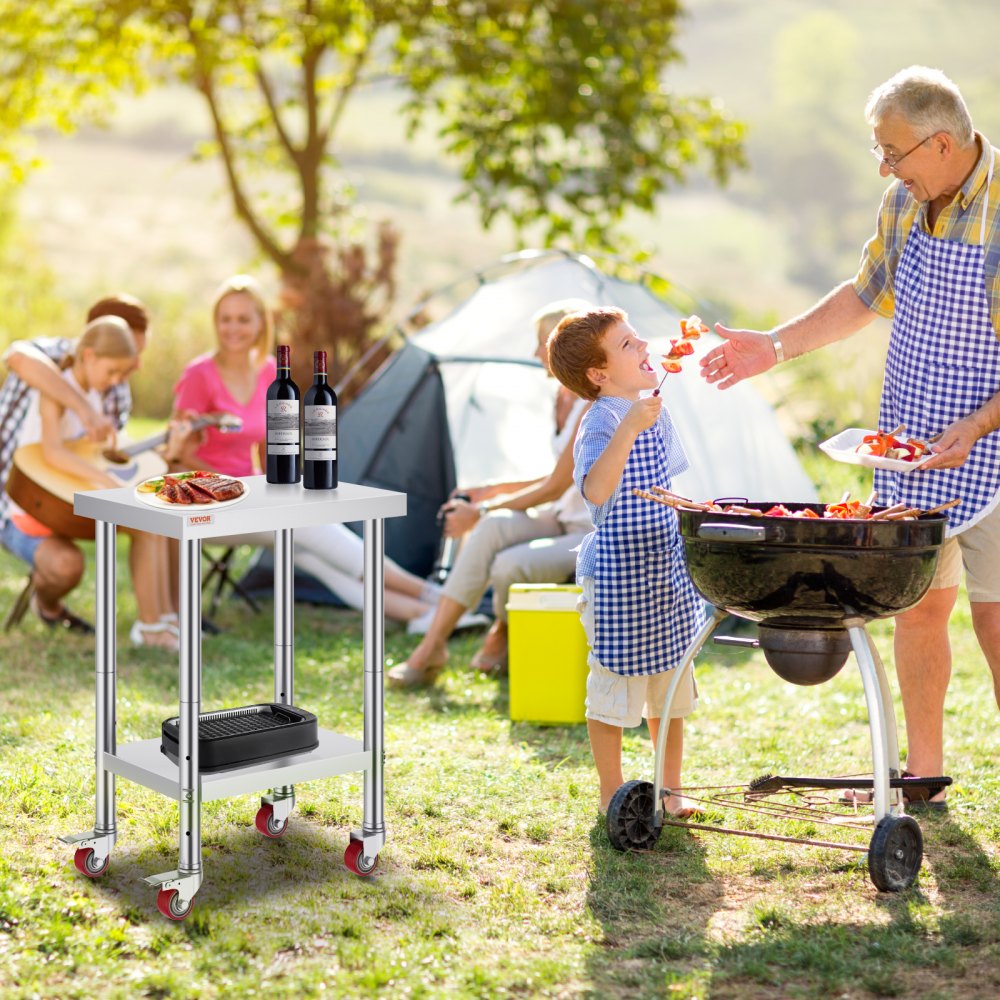 GZT61*45*85 - 24x18 Stainless Steel Work Table with Mobility & Height Adjustment
