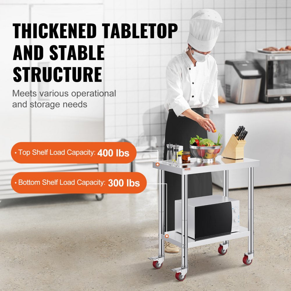 GZT76*45*85 - Durable Stainless Steel Worktable with 4 Wheels for Heavy Use