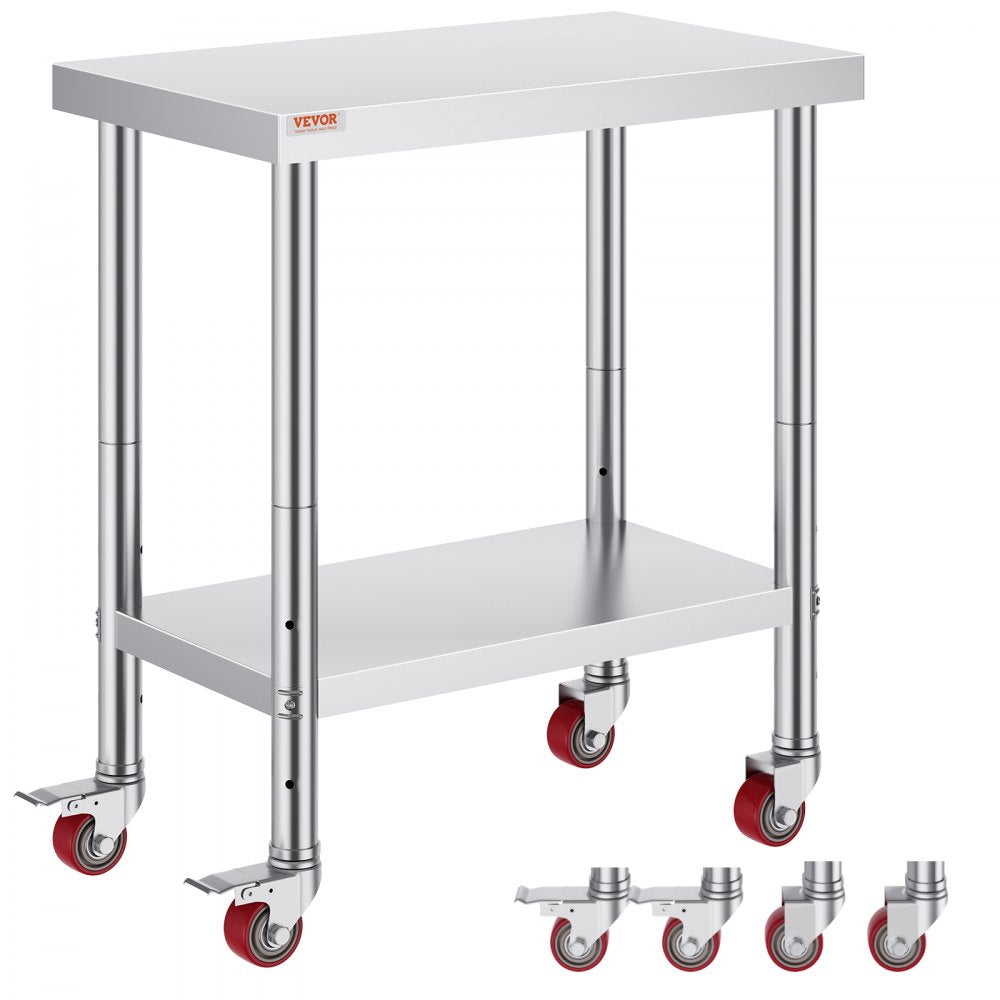 GZT76*45*85 - Durable Stainless Steel Worktable with 4 Wheels for Heavy Use