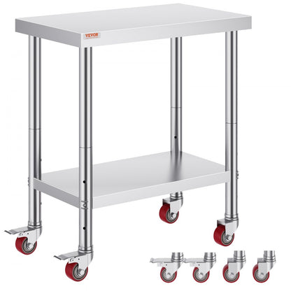 GZT76*45*85 - Durable Stainless Steel Worktable with 4 Wheels for Heavy Use