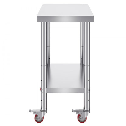 GZT76*45*85 - Durable Stainless Steel Worktable with 4 Wheels for Heavy Use