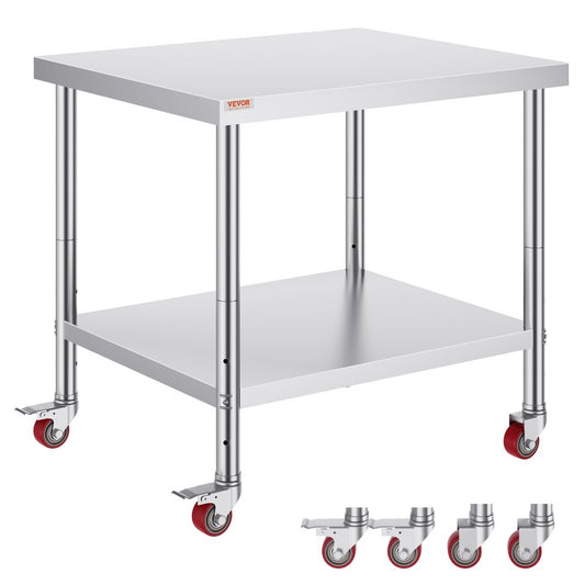 GZT91*76JL - 30x36 Inch Heavy-Duty Stainless Steel Work Table, 700 lbs Capacity