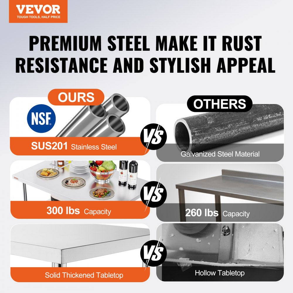 ZDGZT122*76XP - 48x30 Inch Stainless Steel Folding Worktable with Double-Shelf