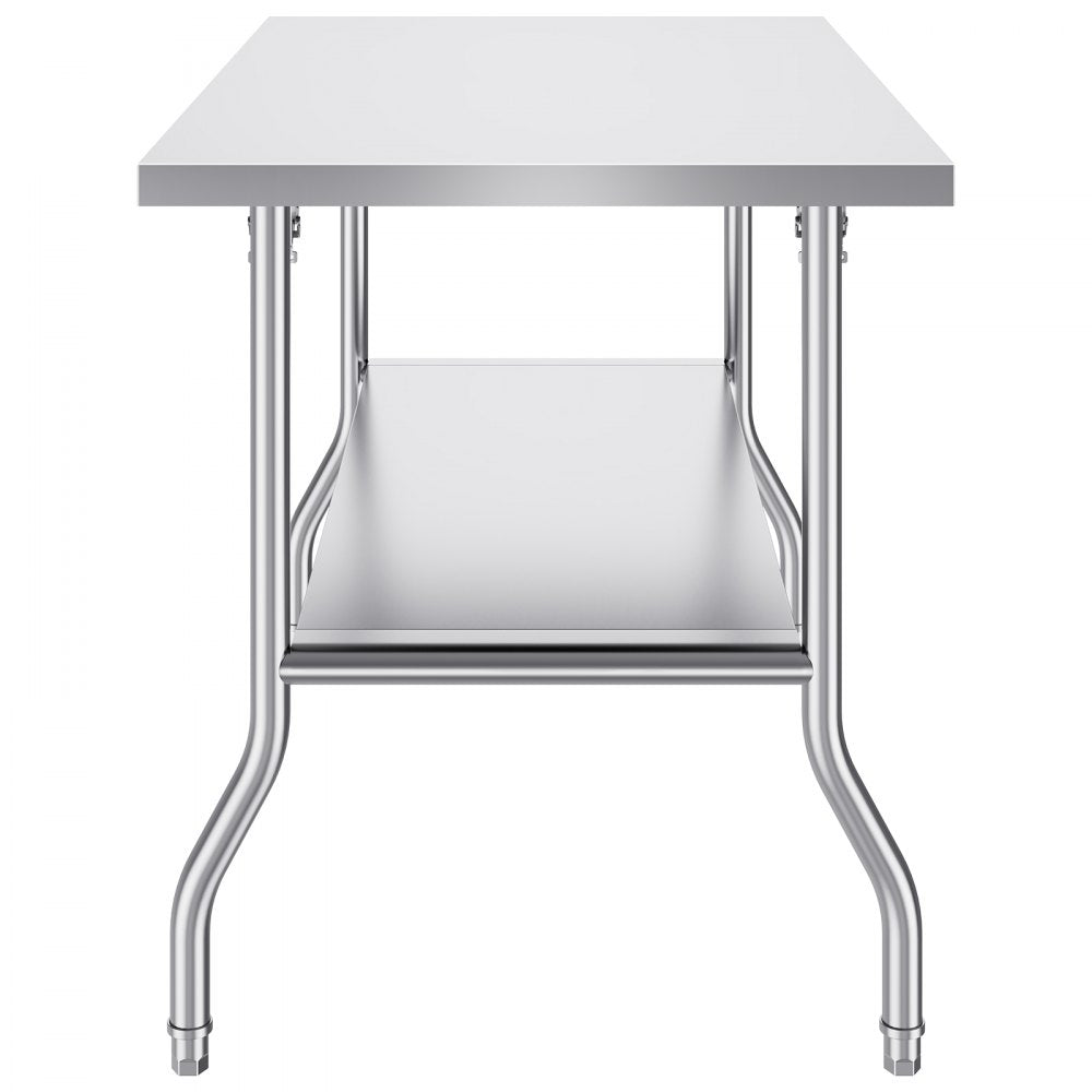 ZDGZT122*76XP - 48x30 Inch Stainless Steel Folding Worktable with Double-Shelf