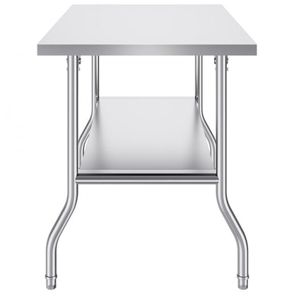 ZDGZT122*76XP - 48x30 Inch Stainless Steel Folding Worktable with Double-Shelf