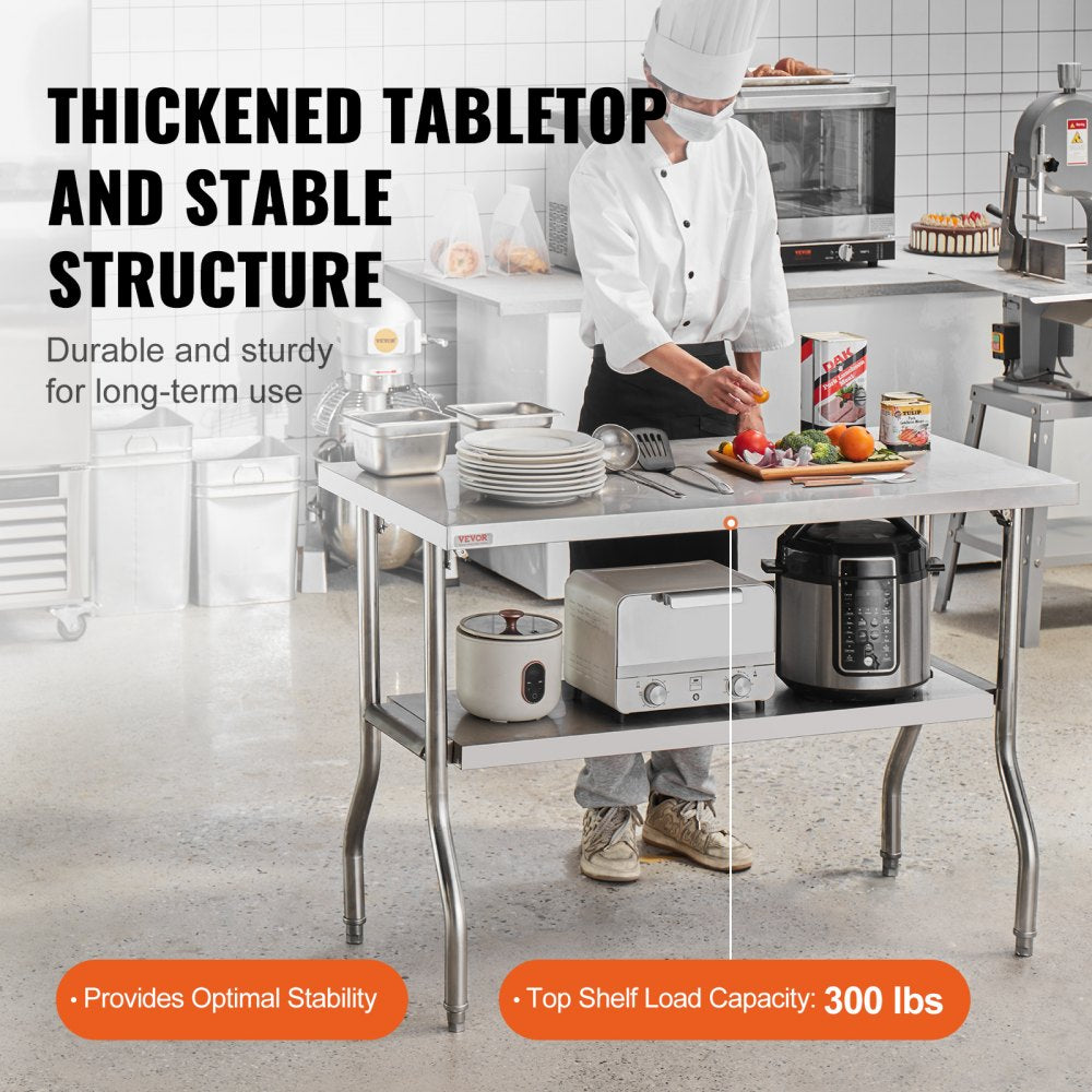 ZDGZTDXP122*61*85 - 48"x24" SUS201 Stainless Steel Folding Worktable
