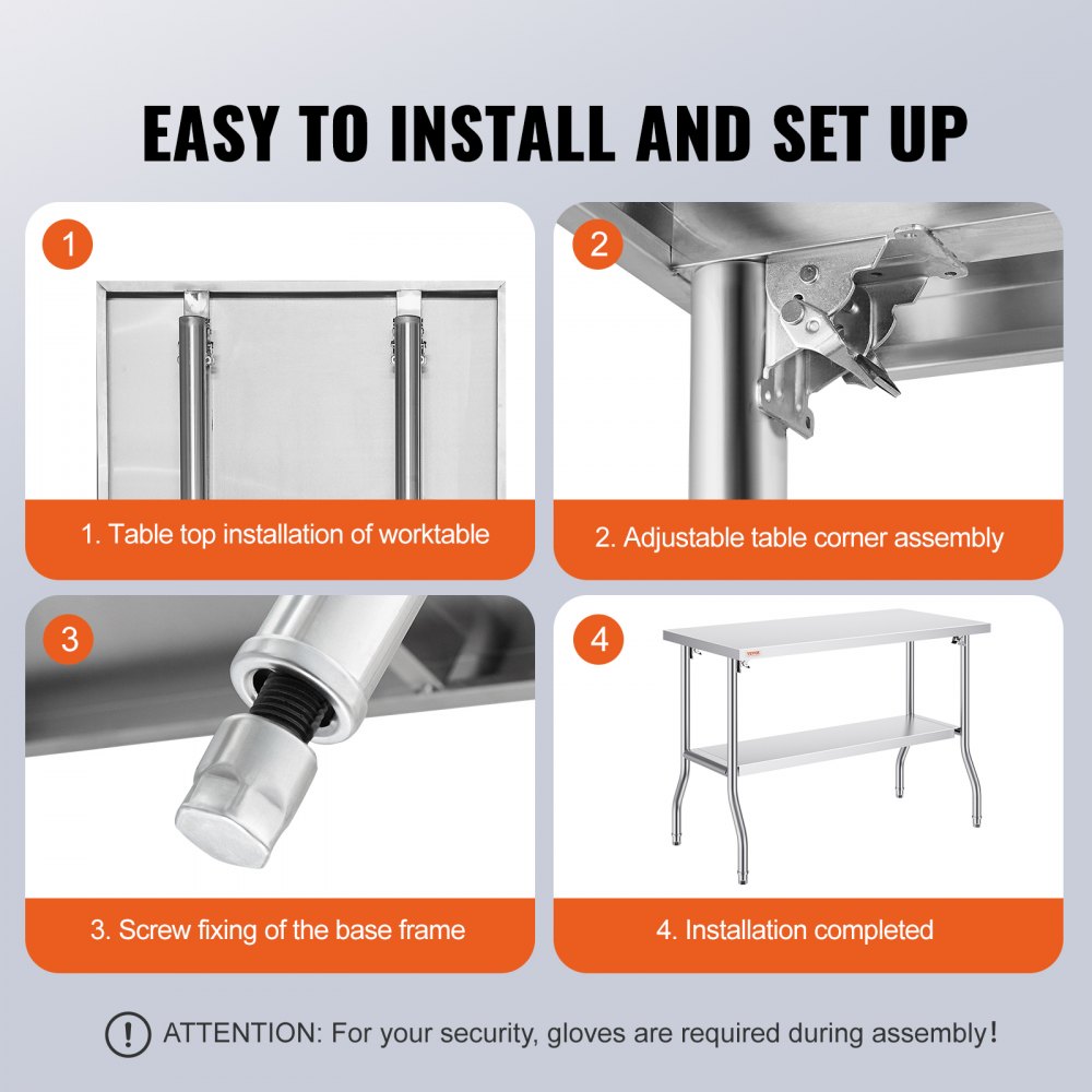 ZDGZTDXP122*61*85 - 48"x24" SUS201 Stainless Steel Folding Worktable