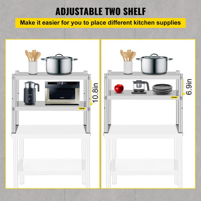 VV-SR-S-1230 - Stainless Steel Double Overshelf with Adjustable Storage Shelves
