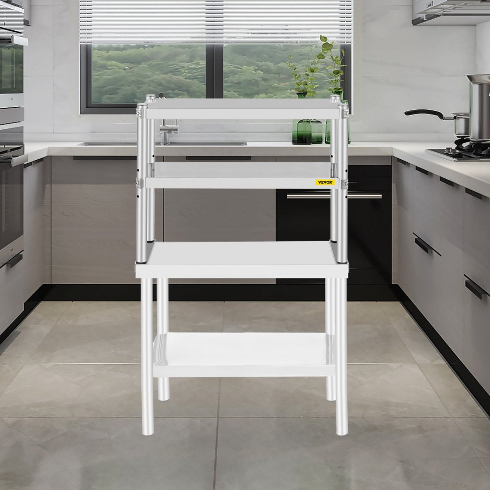 VV-SR-S-1230 - Stainless Steel Double Overshelf with Adjustable Storage Shelves
