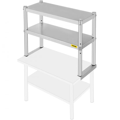 VV-SR-S-1230 - Stainless Steel Double Overshelf with Adjustable Storage Shelves