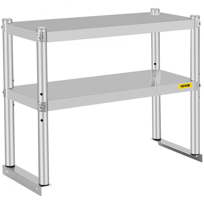 VV-SR-S-1230 - Stainless Steel Double Overshelf with Adjustable Storage Shelves