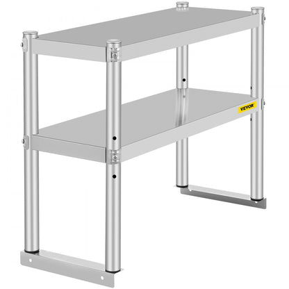 VV-SR-S-1230 - Stainless Steel Double Overshelf with Adjustable Storage Shelves