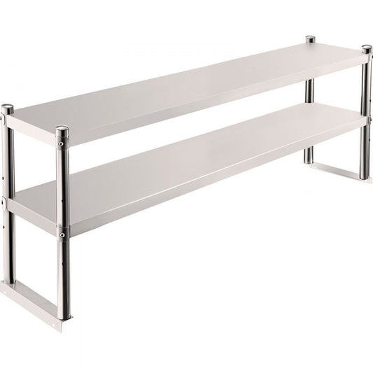 VV-SR-S-1236 - 12" x 36" Adjustable Double Overshelf in Stainless Steel