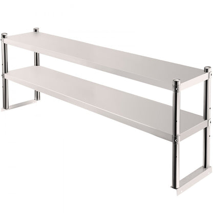 VV-SR-S-1236 - 12" x 36" Adjustable Double Overshelf in Stainless Steel
