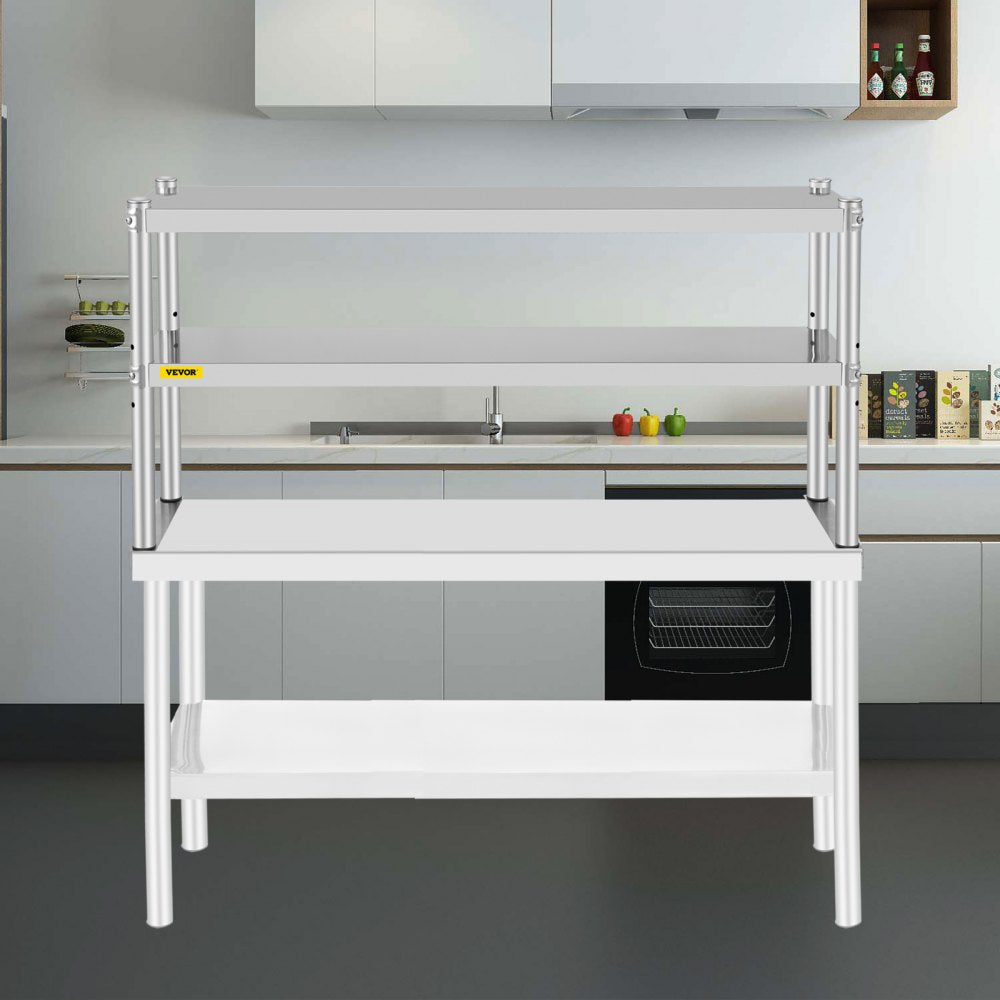 VV-SR-S-1248 - Stainless Steel Double Overshelf, Adjustable Shelves for Extra Storage