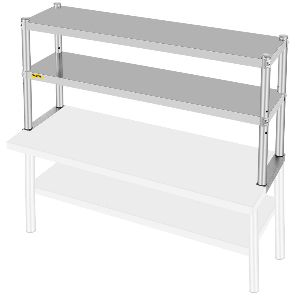 VV-SR-S-1248 - Stainless Steel Double Overshelf, Adjustable Shelves for Extra Storage