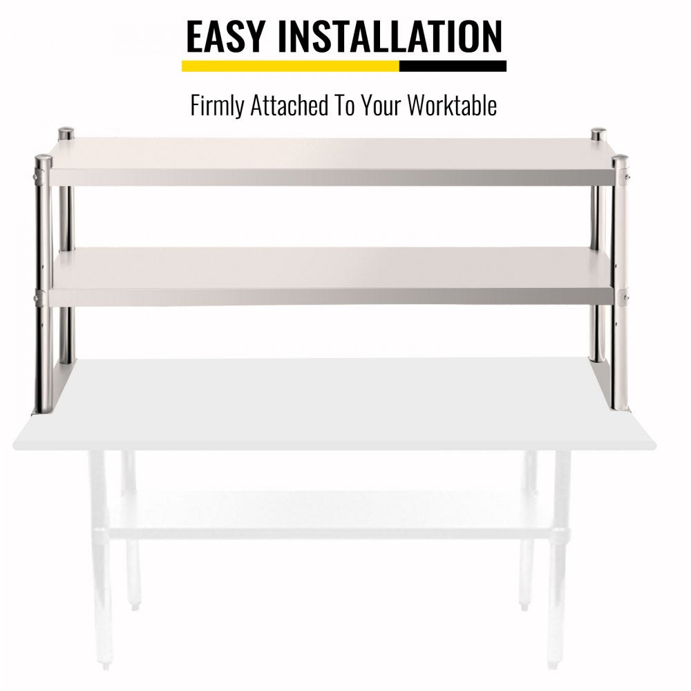 VV-SR-S-1260 - 12" x 60" Stainless Steel Double Overshelf for Extra Storage