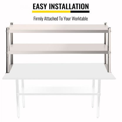 VV-SR-S-1260 - 12" x 60" Stainless Steel Double Overshelf for Extra Storage