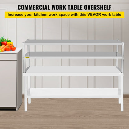 VV-SR-S-1272 - Adjustable Double-Tier Stainless Steel Overshelf, 352 lbs Capacity