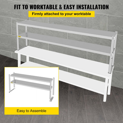 VV-SR-S-1272 - Adjustable Double-Tier Stainless Steel Overshelf, 352 lbs Capacity