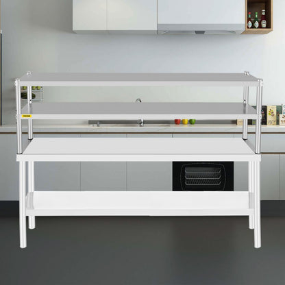 VV-SR-S-1272 - Adjustable Double-Tier Stainless Steel Overshelf, 352 lbs Capacity