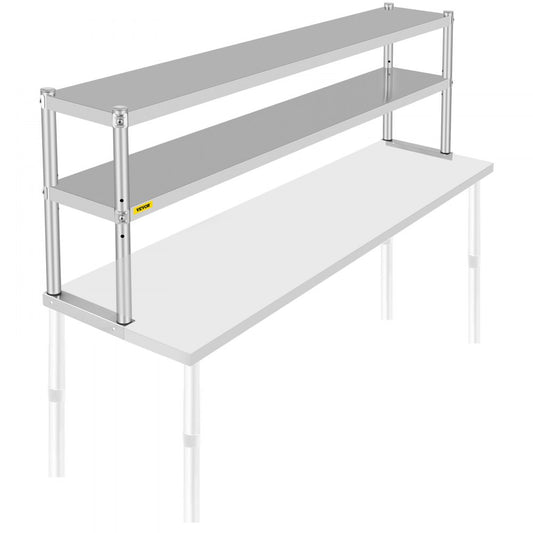 VV-SR-S-1272 - Adjustable Double-Tier Stainless Steel Overshelf, 352 lbs Capacity