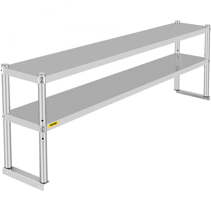 VV-SR-S-1272 - Adjustable Double-Tier Stainless Steel Overshelf, 352 lbs Capacity