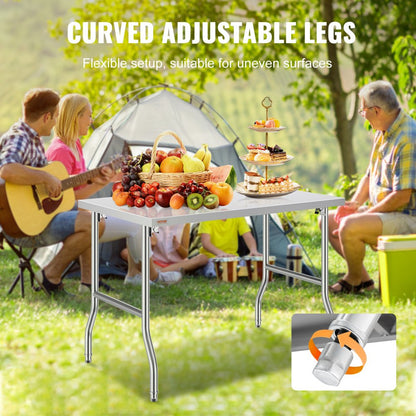 ZDGZT122*76*85 - Heavy-Duty 48x30 Inch Stainless Steel Folding Prep Table