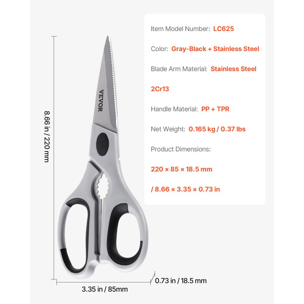 LC625 - Heavy-Duty Stainless Steel Kitchen Scissors for Effortless Cutting
