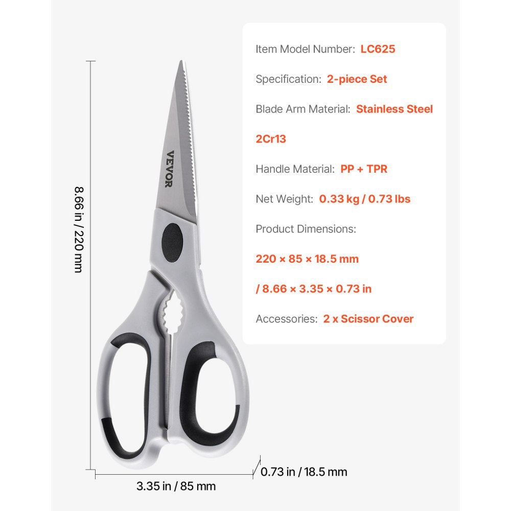 LC625 - Heavy-Duty Stainless Steel Kitchen Scissors for Effortless Cutting
