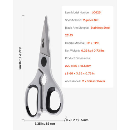 LC625 - Heavy-Duty Stainless Steel Kitchen Scissors for Effortless Cutting
