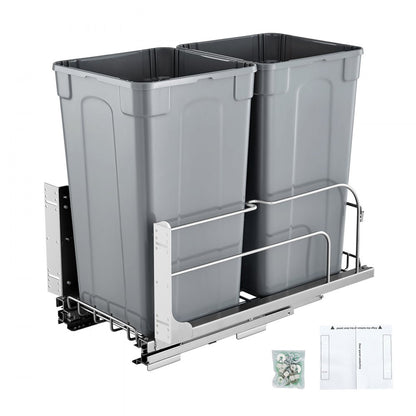 BB-LM27L02 - 27QT Double Pull-Out Kitchen Trash Can with Soft-Close Mechanism