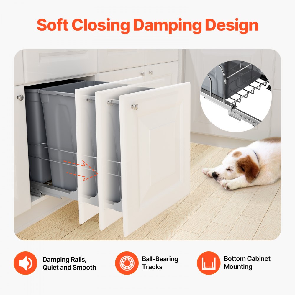 BB-LM35L02 - Dual 35QT Pull-Out Trash Can with Soft-Close Function