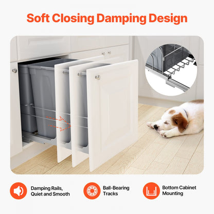 BB-LM35L02 - Dual 35QT Pull-Out Trash Can with Soft-Close Function