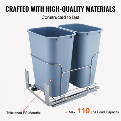 YC1352SY - 35Lx2 Dual Bin Pull-Out Trash Can for Easy Recycling