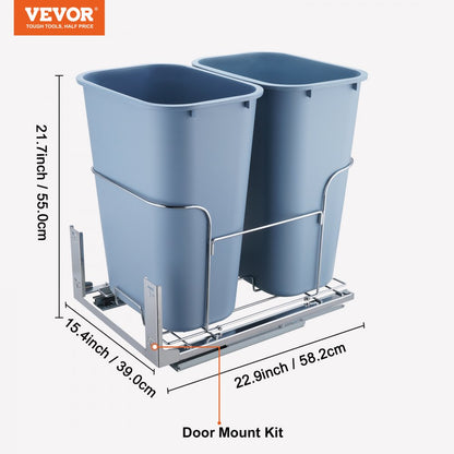 YC1352SY - 35Lx2 Dual Bin Pull-Out Trash Can for Easy Recycling